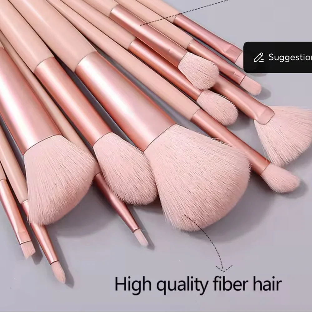 12 Piece Soft Pink Makeup Brush Set - Full Face & Eye Brush Kit
